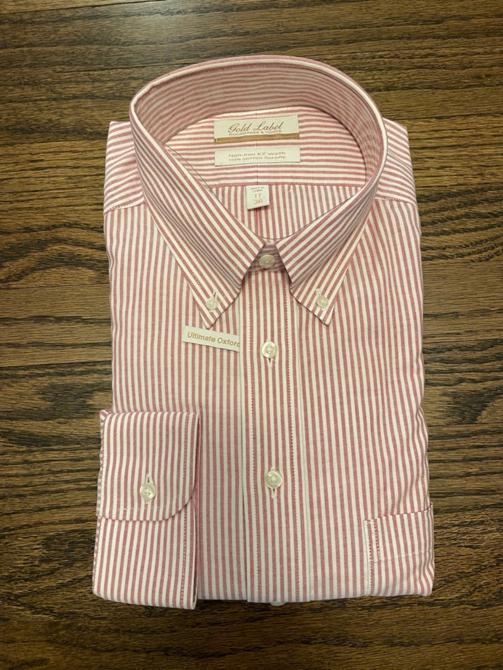 Men’s Button-Down Pink Stripe Dress Shirt